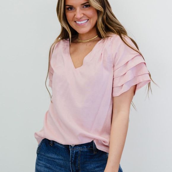 💕 Andree by Unit Mauve Sweetie Pie Layered Sleeve Top Regular Plus New NWT - Picture 6 of 7